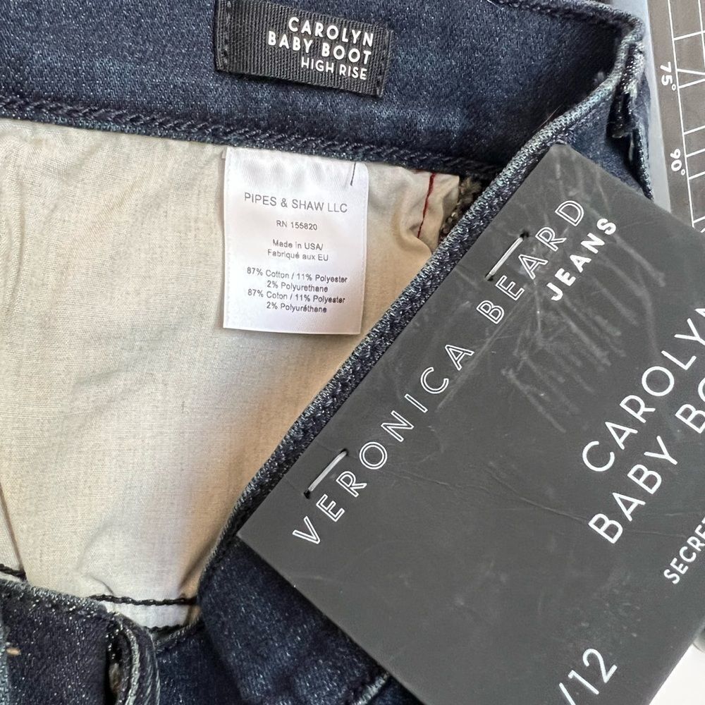 VERONICA BEARD Carolyn Baby Boot High Rise Tux Flare Leg Jeans Size 12 - Picture 10 of 12